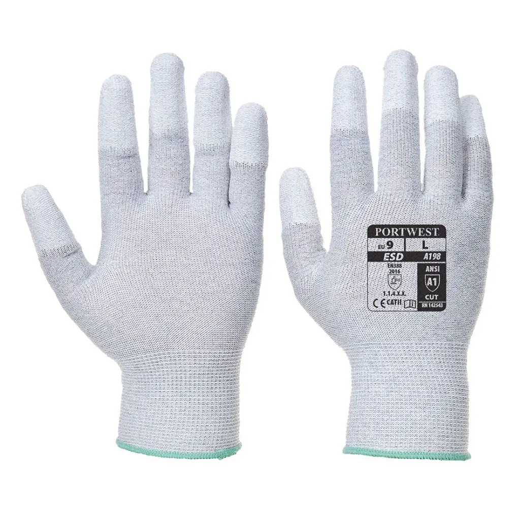 Guante antiestático con las puntas cubiertas con PU A198