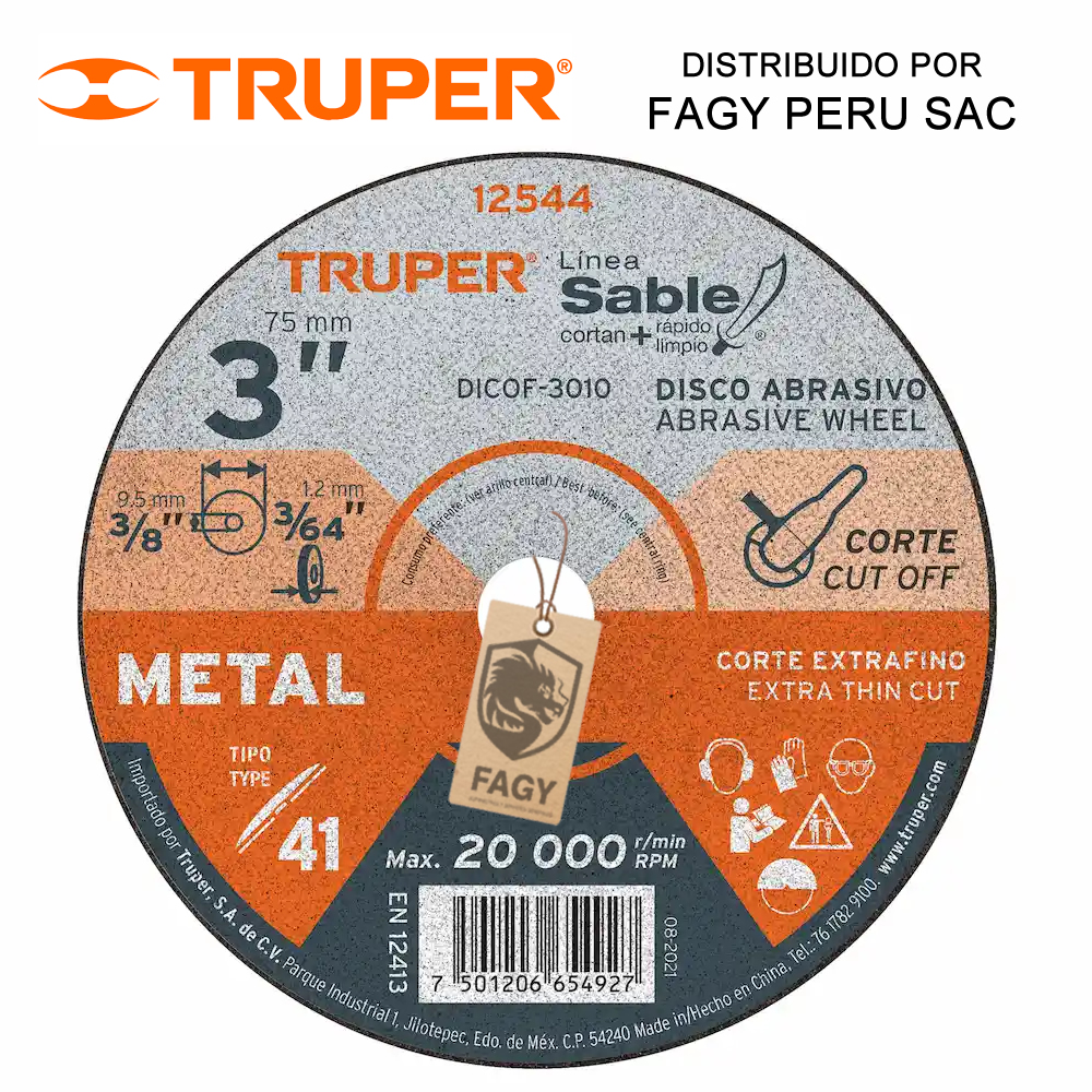 Disco 3″ corte de metal Truper 12544