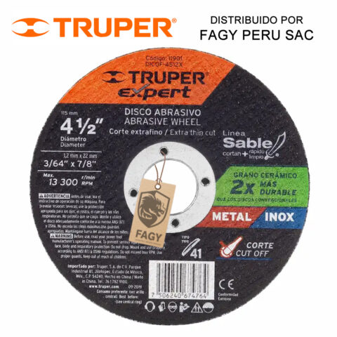 Disco 4-1/2″ corte de metal Truper 11901