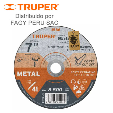 Disco 7″ corte de metal Truper 11586
