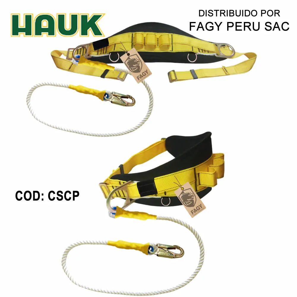 Cinturon de posicionamiento talla s-m con linea de conexion 1.8m, 1 gancho 3/4″ HAUK CSCP
