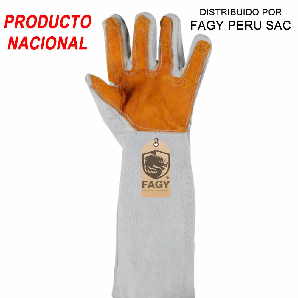 Guante cuero cromo 18″