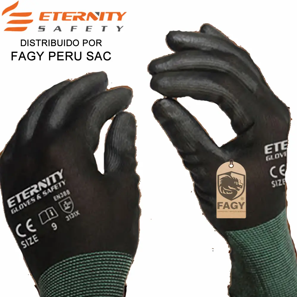 Guante palma de pu negro Eternity