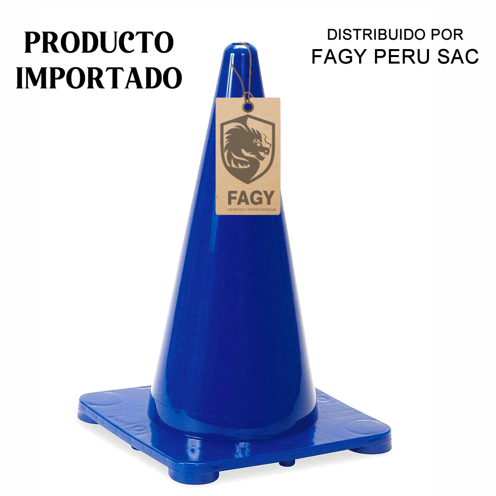 Cono vial color azul de 28 pulgadas
