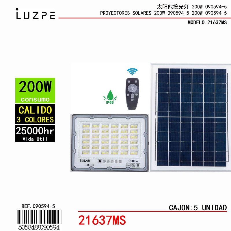 Panel Solar 3 Tonos de 200W