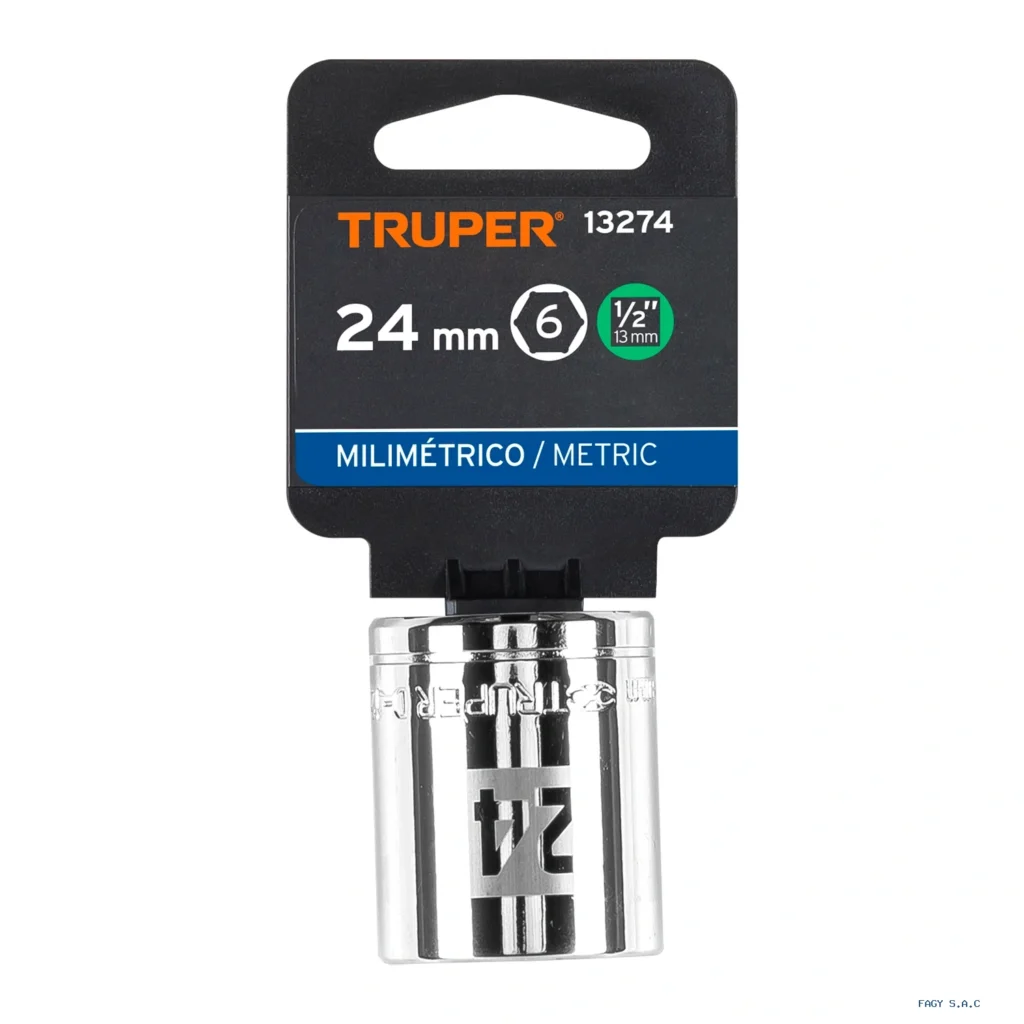 Dado de 24 mm, 6 puntas, cuadro 1/2", Truper 13274