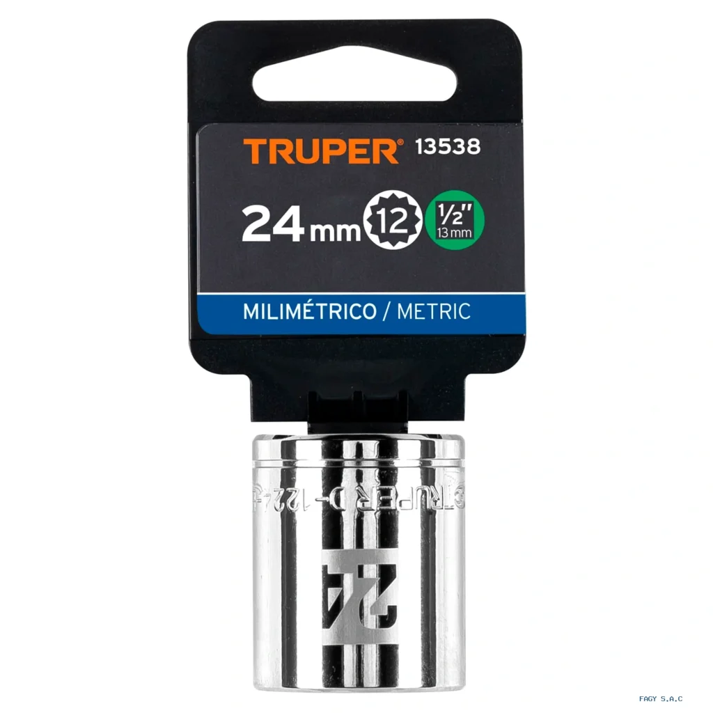 Dado de 24 mm, 12 puntas, cuadro 1/2", Truper 13538