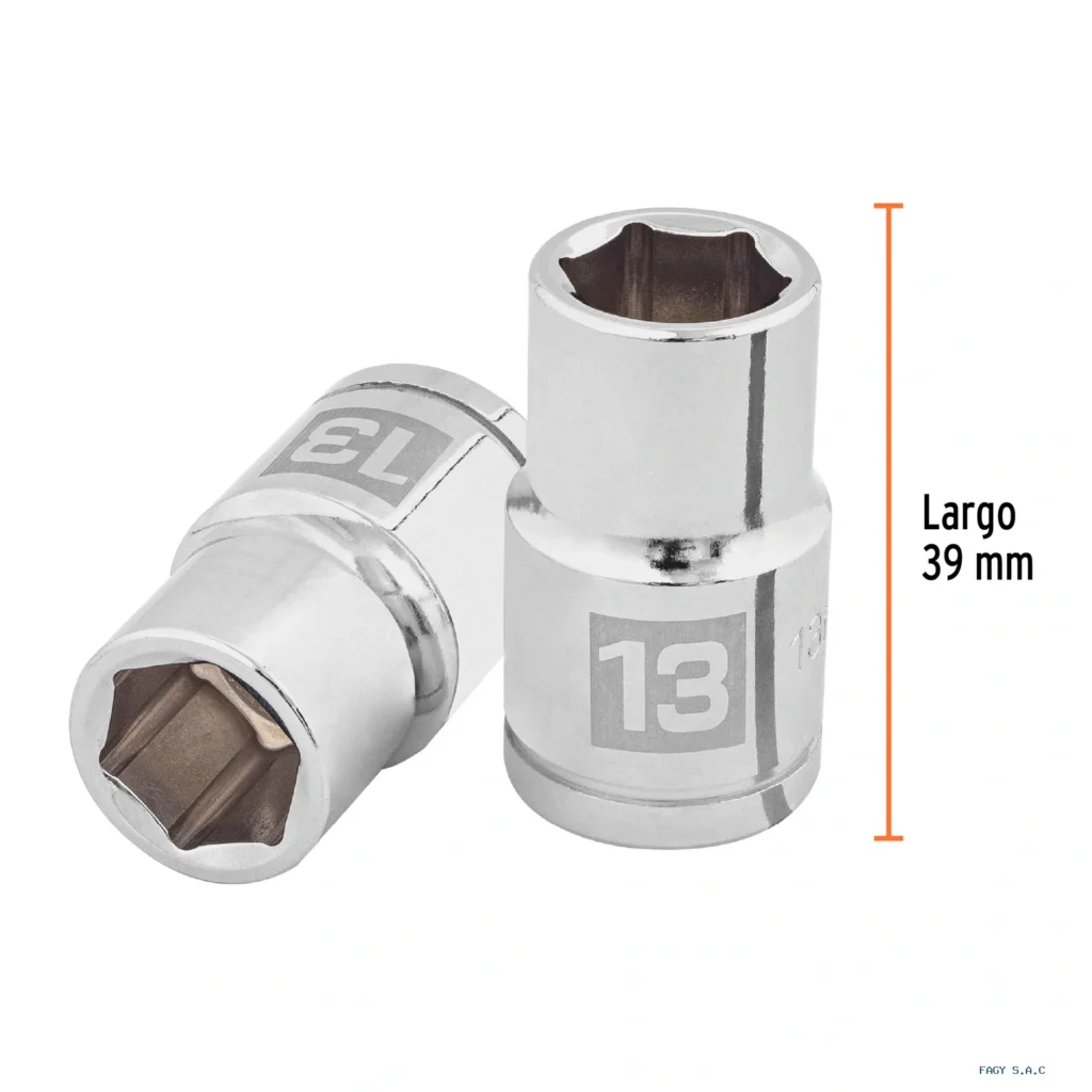 Dado de 13 mm, 6 puntas, cuadro 1/2", Truper 13263