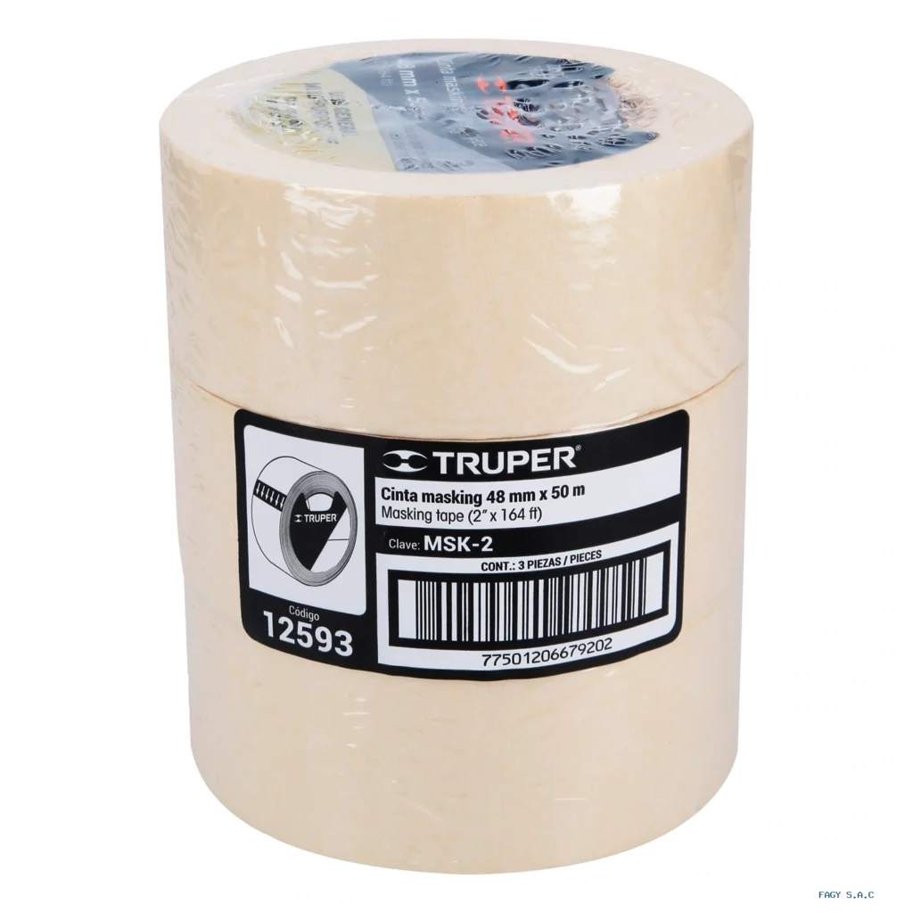 Cinta masking tape de 2" x 50 m, Truper 12593