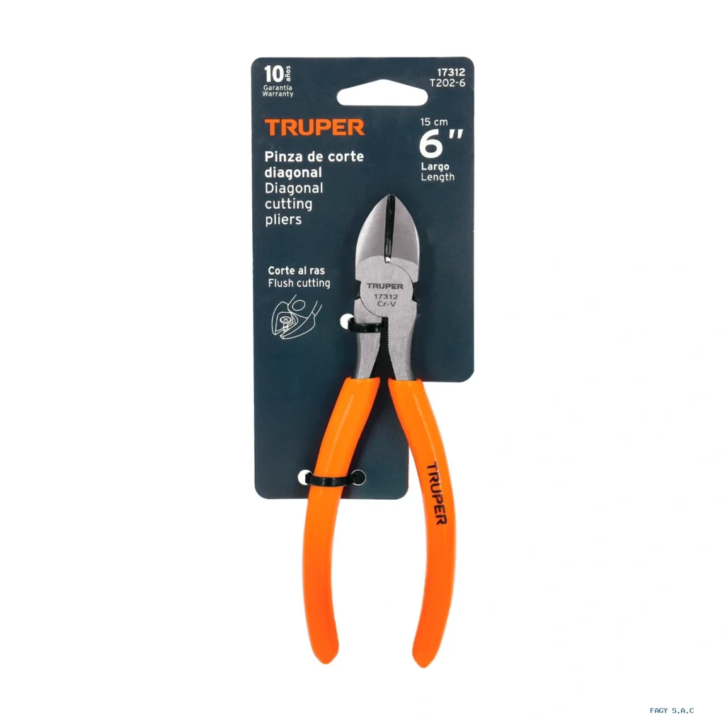 Alicate pinza de corte diagonal 6" mango de PVC, Truper 17312