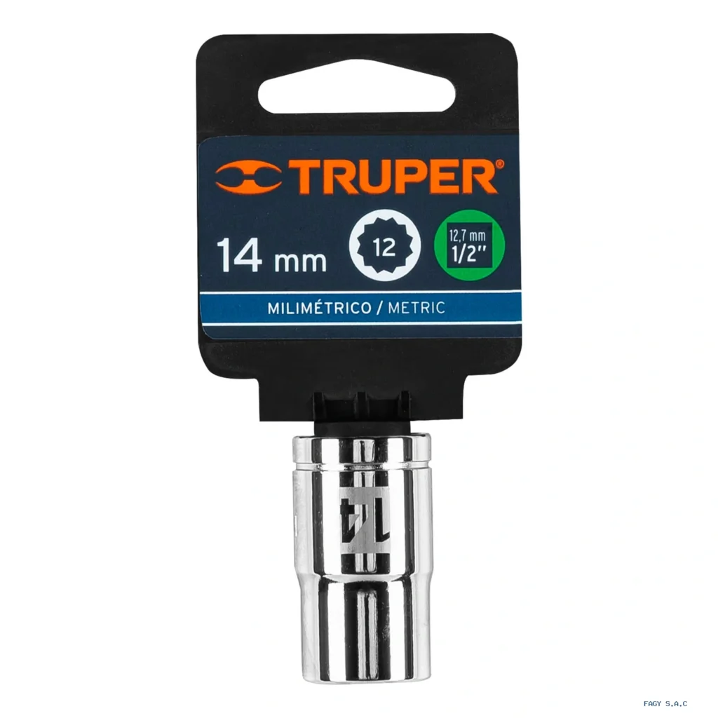 Dado de 14 mm, 12 puntas, cuadro 1/2", Truper 13528