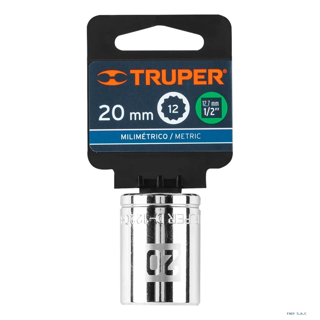 Dado de 20 mm, 12 puntas, cuadro 1/2", Truper 13534