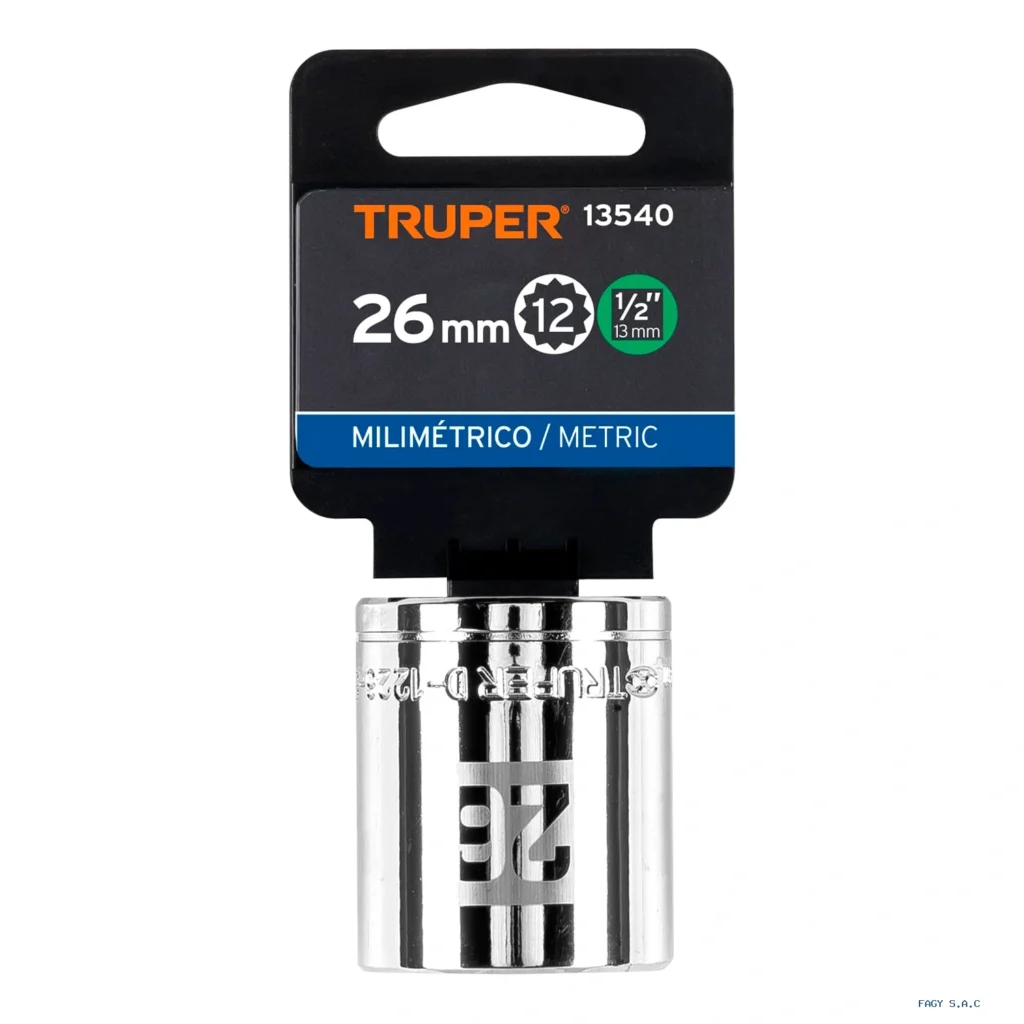 Dado de 26 mm, 12 puntas, cuadro 1/2", Truper 13540