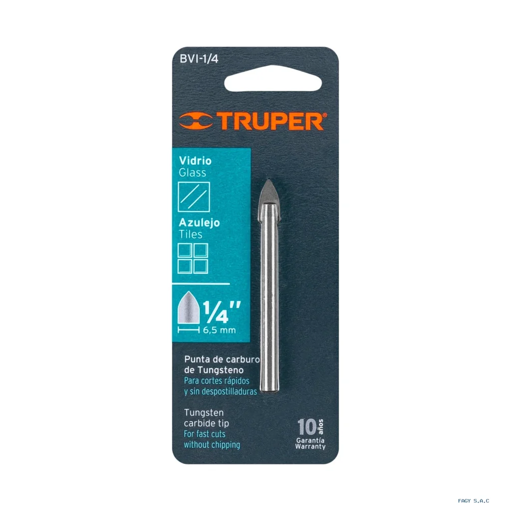 Broca para vidrio y azulejo de 1/4", Truper 11702