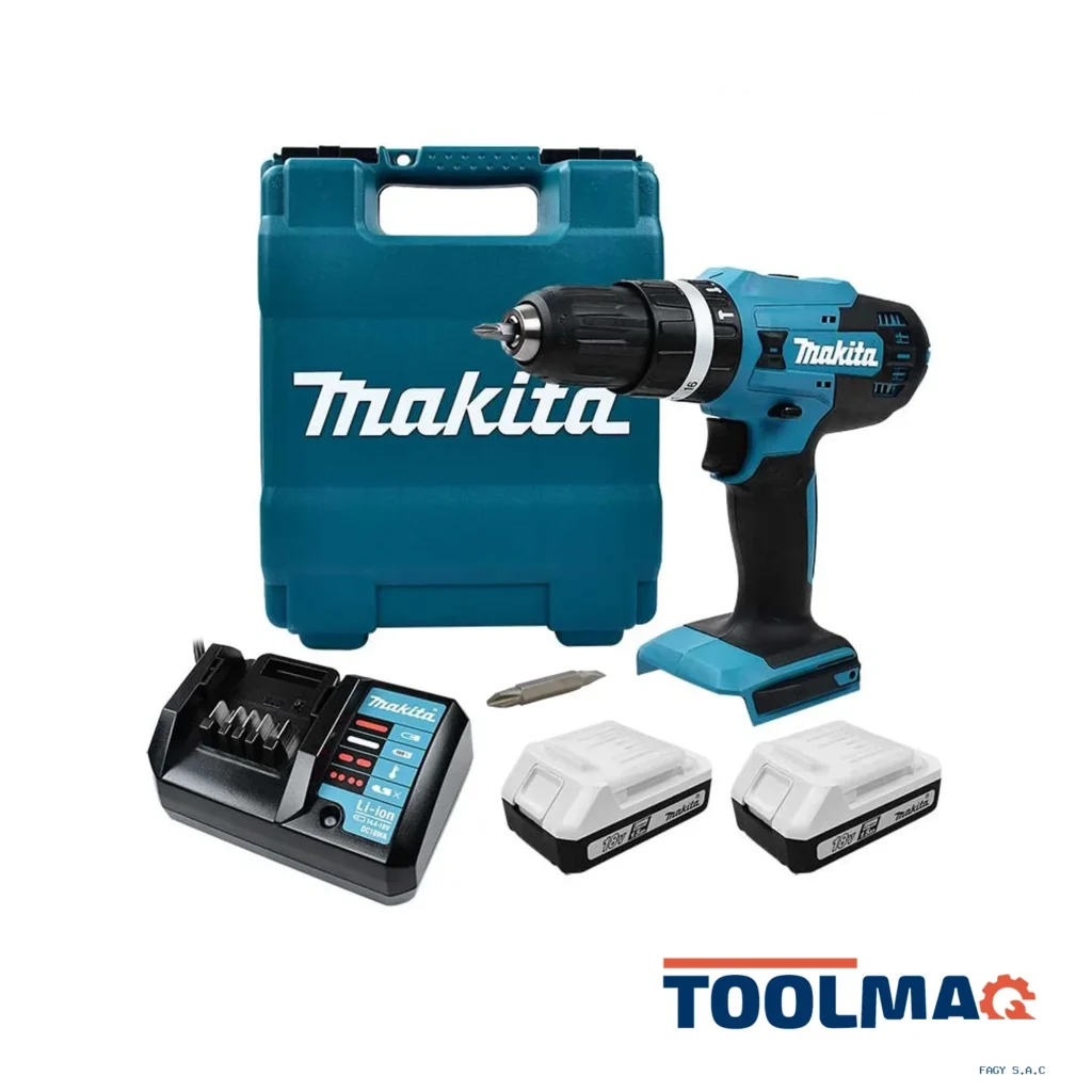 Taladro Percutor 1/4" 18V G-Battery 42Nm 2 Bat 2.0 Ah Makita HP488DWAE