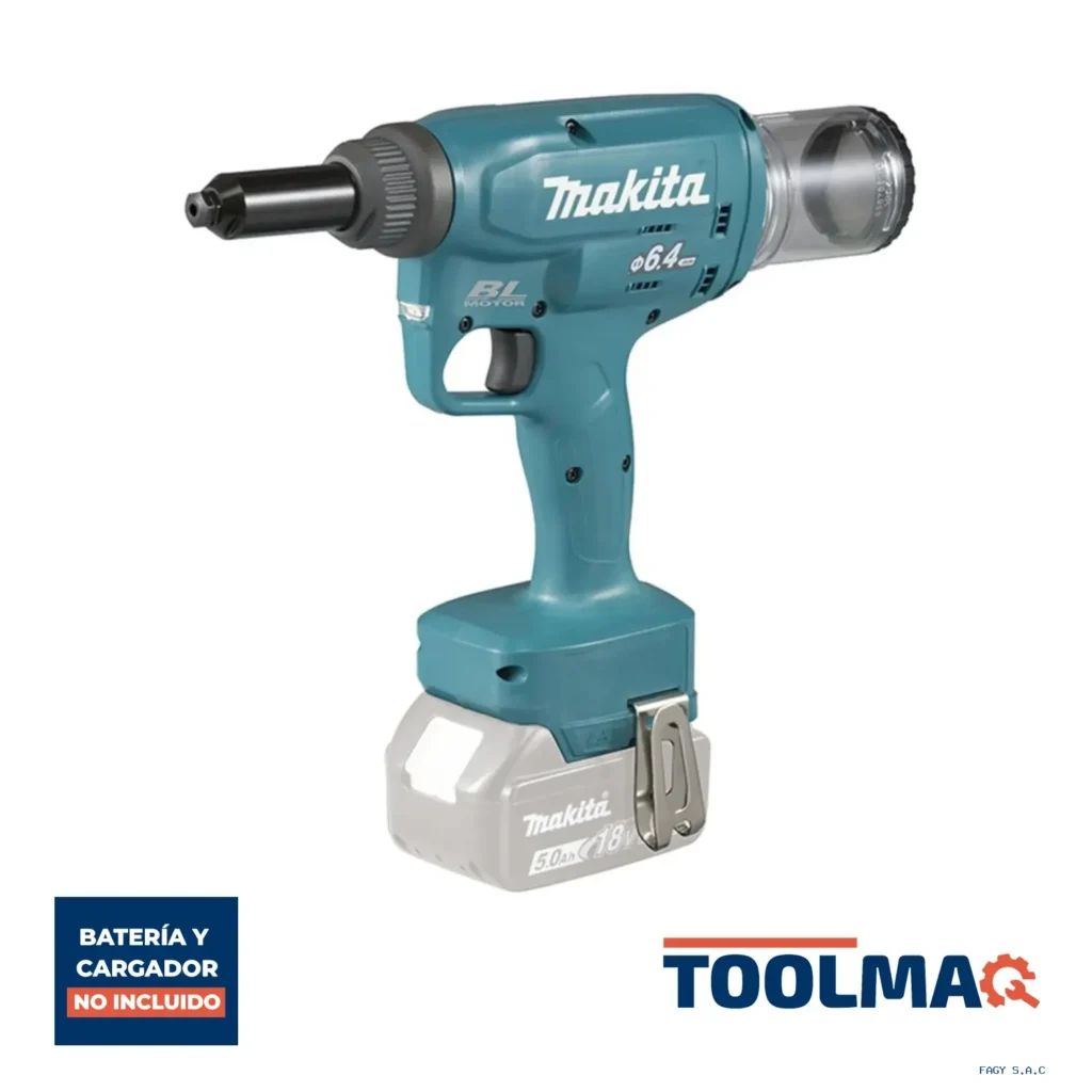 Remachadora 18V / 20,000N / 4.8 / 5/6 / 6.4 mm / BL / Sin baterias DRV250Z