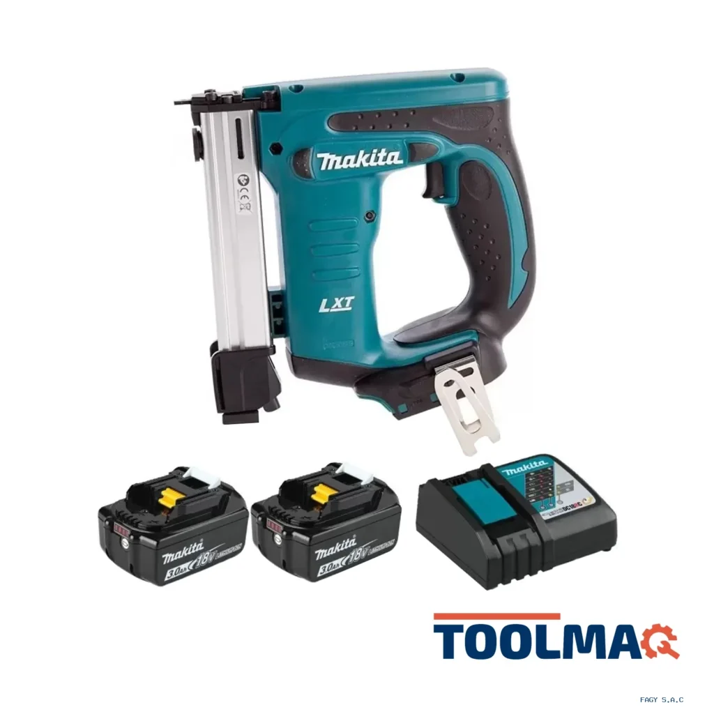 Engrapadora 18V 10 mm (3/8") Cap. 98Clavos (incl. 2 baterías de 3 Ah + Cargador) Makita DST221RFE