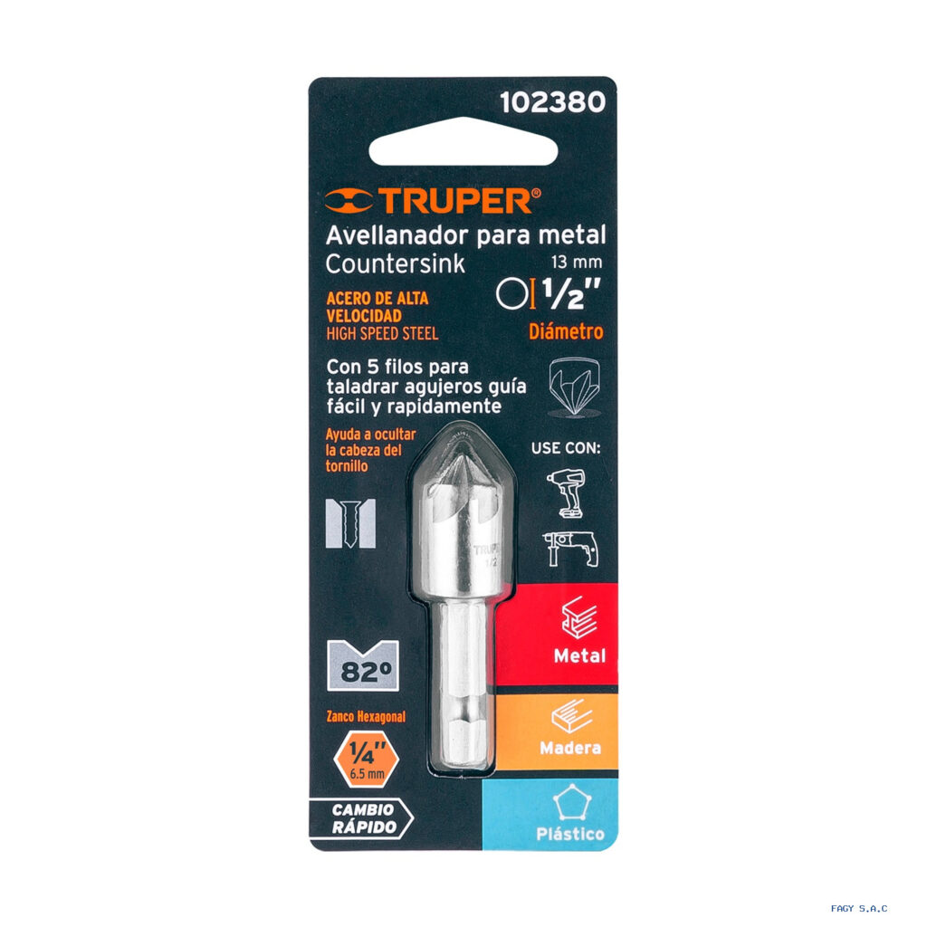 Avellanador HSS cambio rápido 1/2", Truper 102380