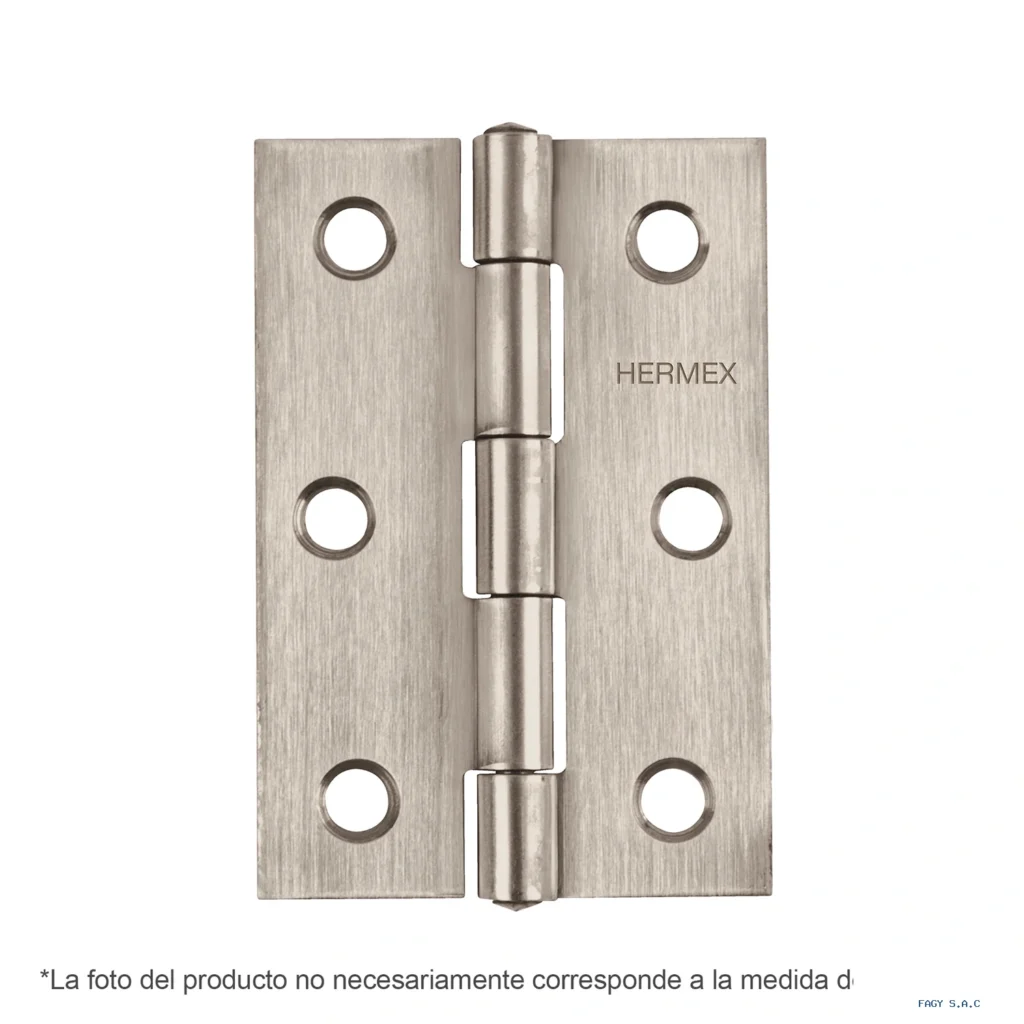 Bisagra rectangular 3-1/2" acero inoxidable, HERMEX 43204