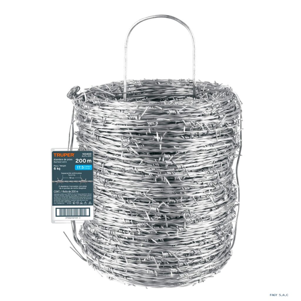 Rollo de alambre de púas de 200 m, BWG 17.5, Truper 103403