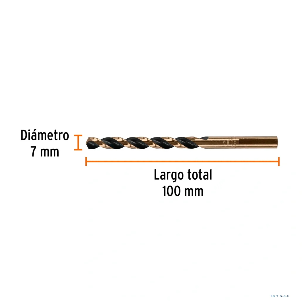 Broca HSS 7.0 mm Trugold para metal, Truper Expert 14153