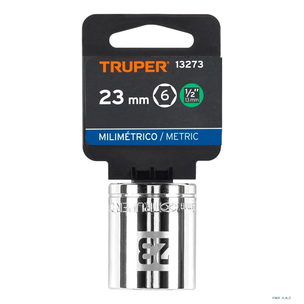 Dado de 23 mm, 6 puntas, cuadro 1/2", Truper 13273