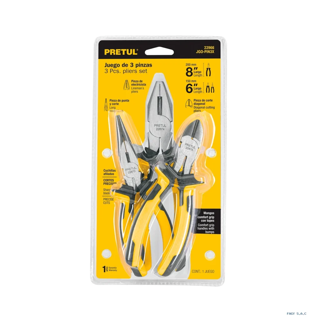 Juego de 3 alicate/pinzas 3 mango Comfort  Grip, Pretul 22966