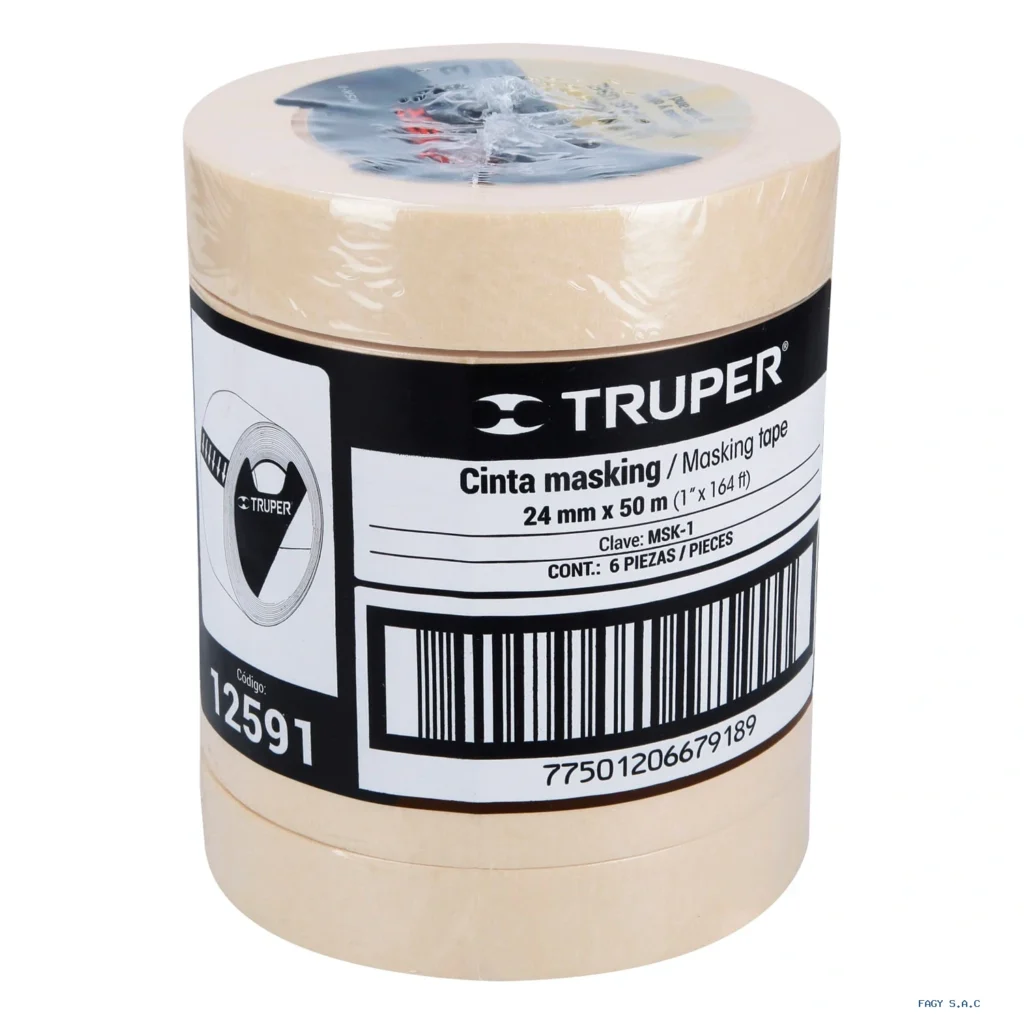 Cinta masking tape de 1" x 50 m, Truper 12591