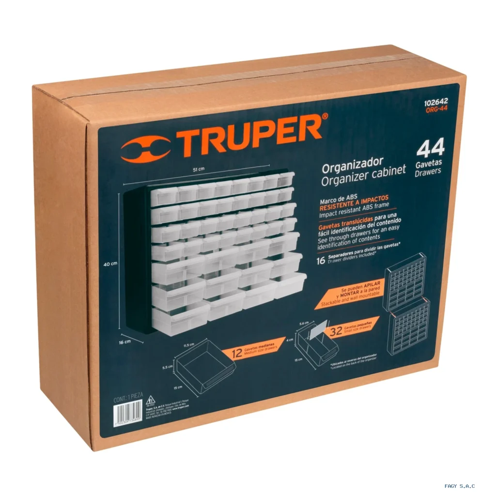 Organizador con 44 gavetas, Truper 102642