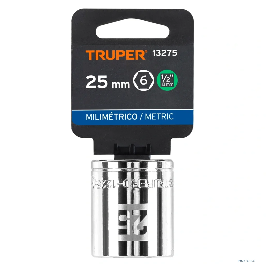 Dado de 25 mm, 6 puntas, cuadro 1/2", Truper 13275