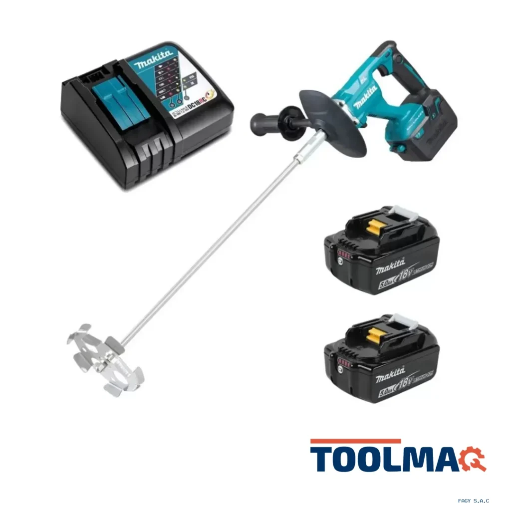 Taladro Mezclador M12 - M14 18V LXT BL 2 Bat 5 Ah Makita DUT130RTE