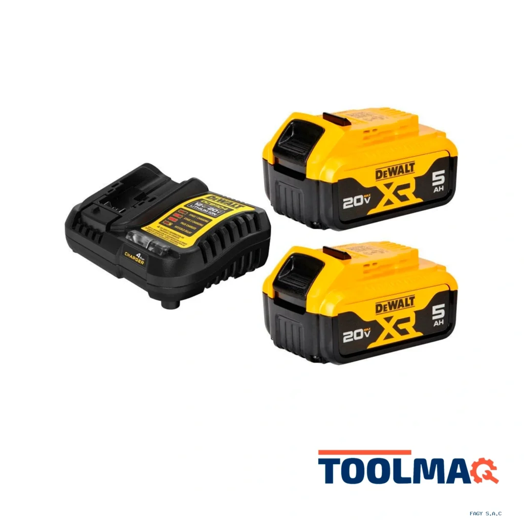 2 Baterías 5 AH DCB205 + Cargador rápido DCB1104 DEWALT