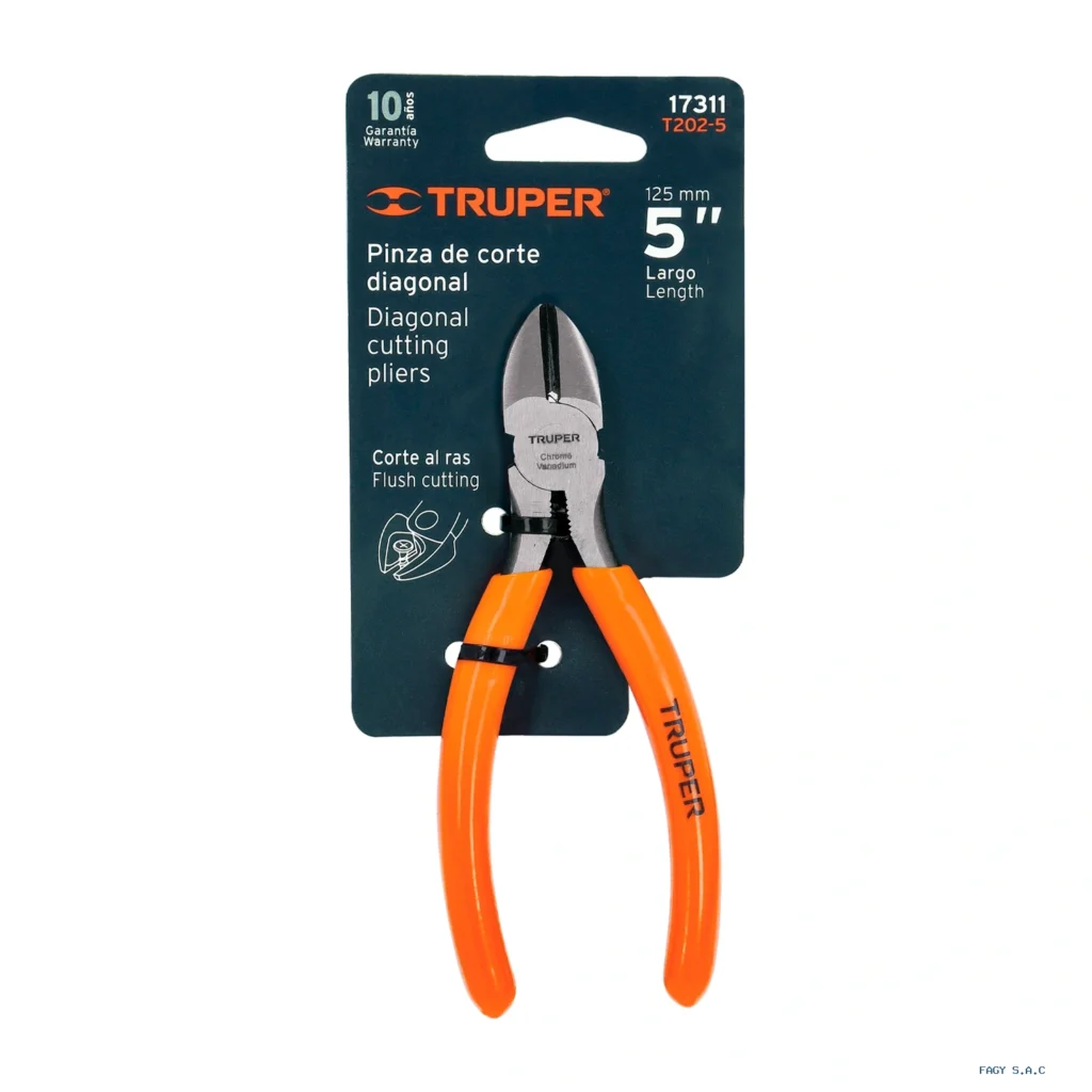 Alicate pinza de corte diagonal 5" mango de PVC, Truper 17311