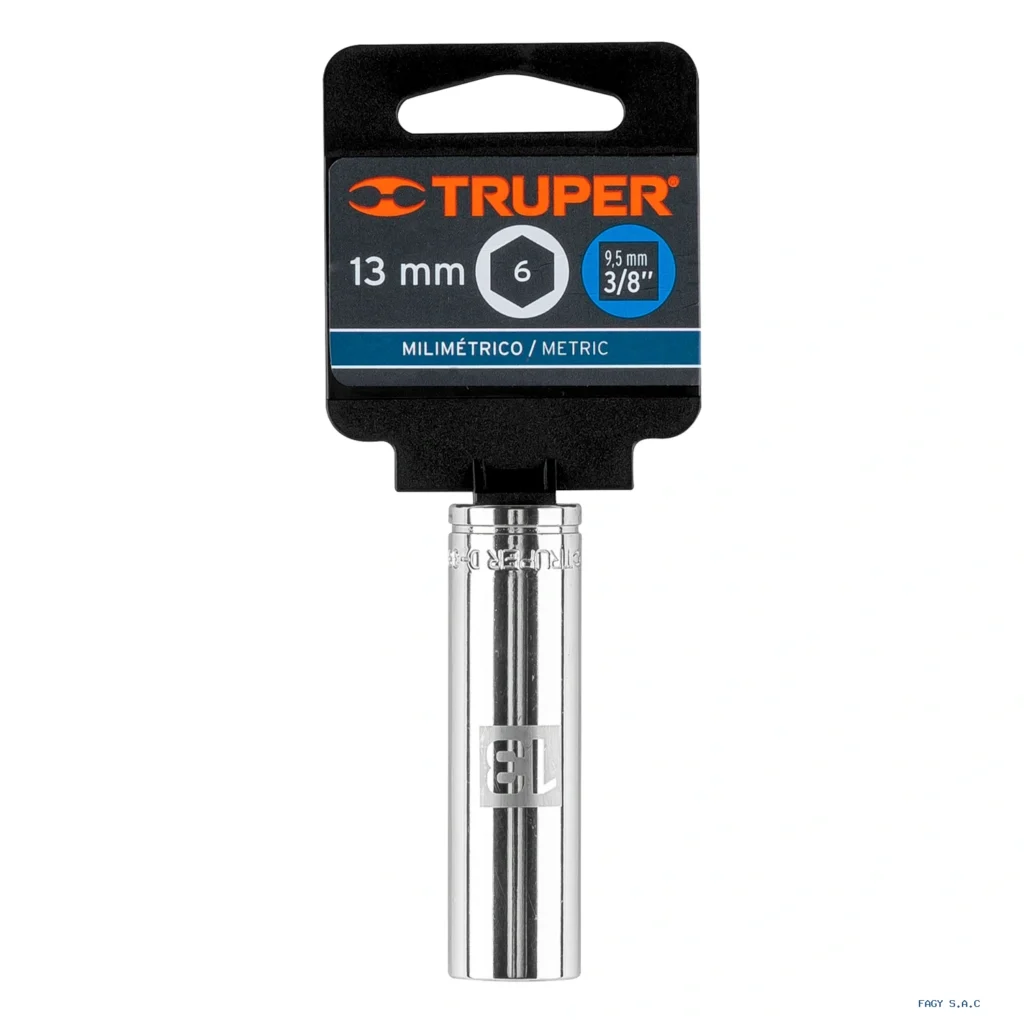 Dado largo de 13 mm, 6 puntas, cuadro 3/8", Truper 13773