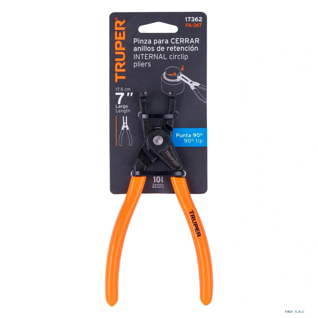 Alicate pinza punta a 90° 6-3/4" para cerrar  anillos, mango de PVC 17362