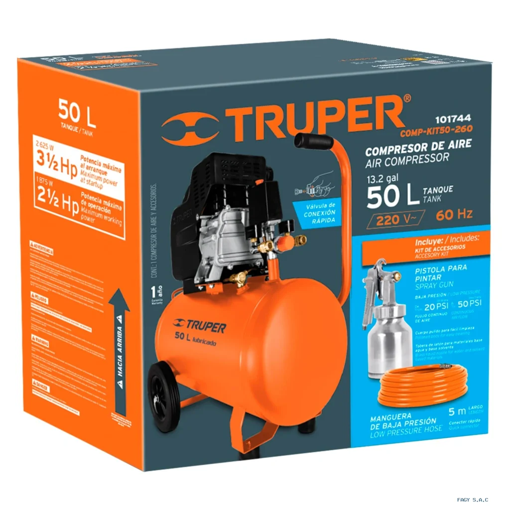 Kit de compresor 50 L, 220V/60 Hz, PIPI-420 y manguera 101744