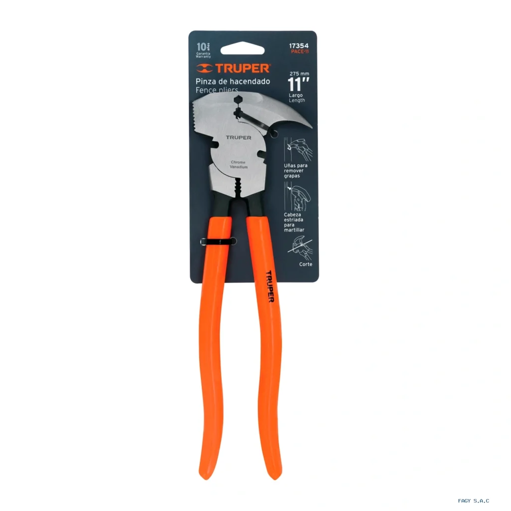 Alicate pinza de hacendado 11" mango de PVC, Truper 17354