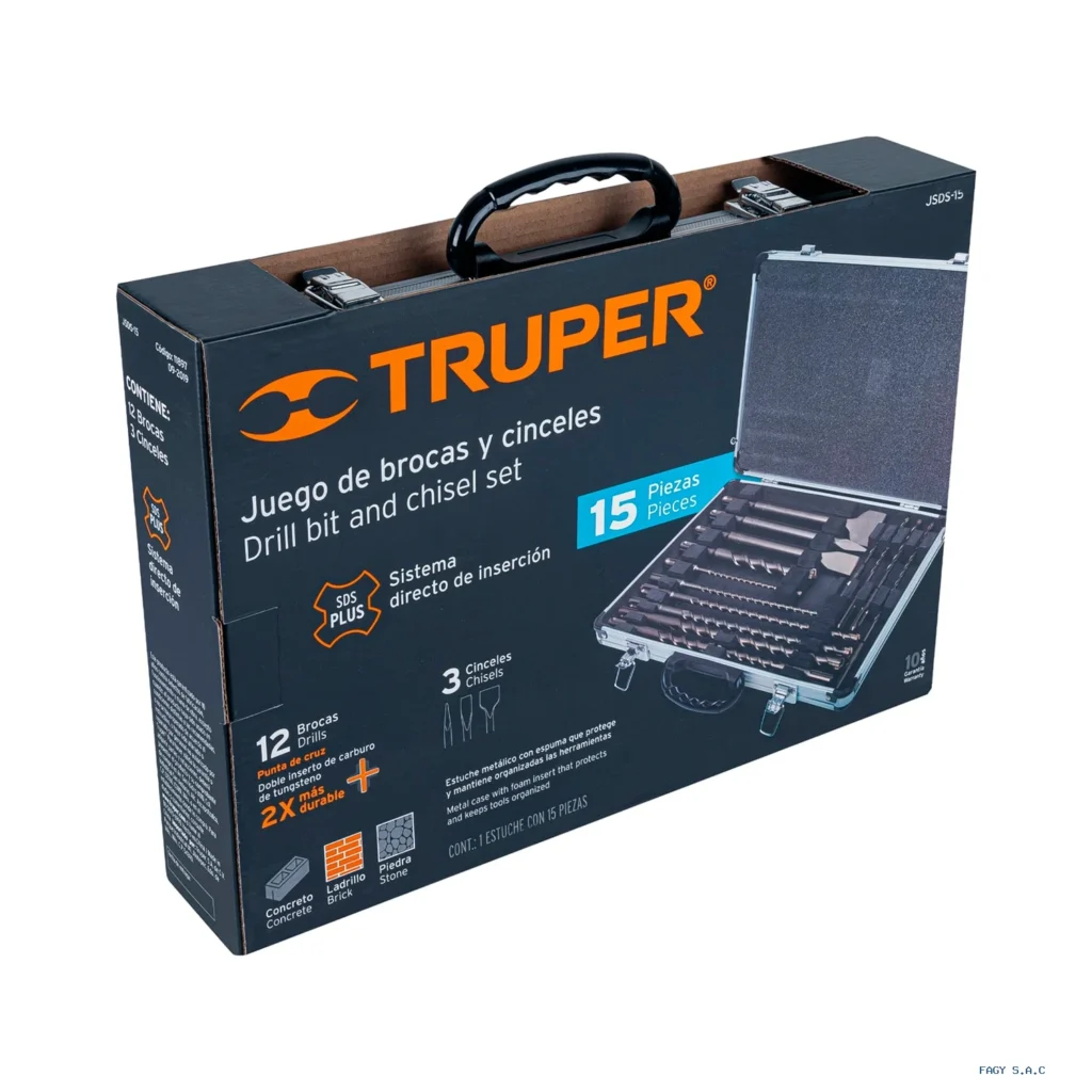 Juego de 15 brocas y cinceles SDS plus en estuche, Truper 11897