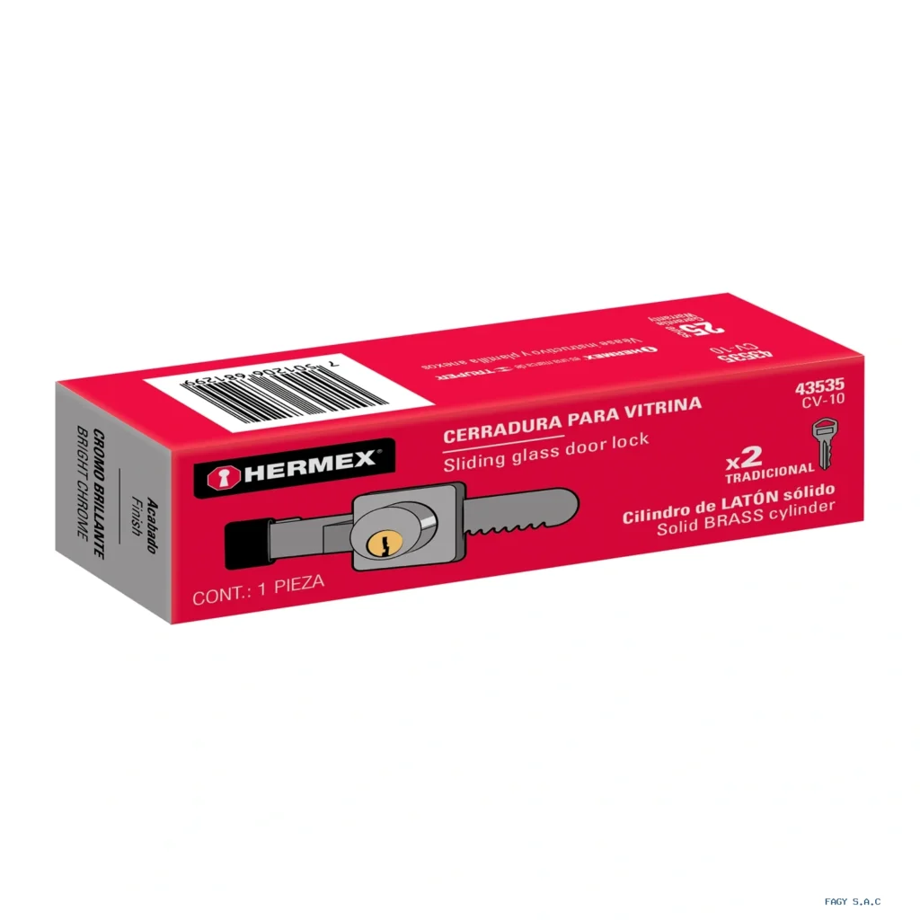 Cerradura para vitrina, HERMEX 43535