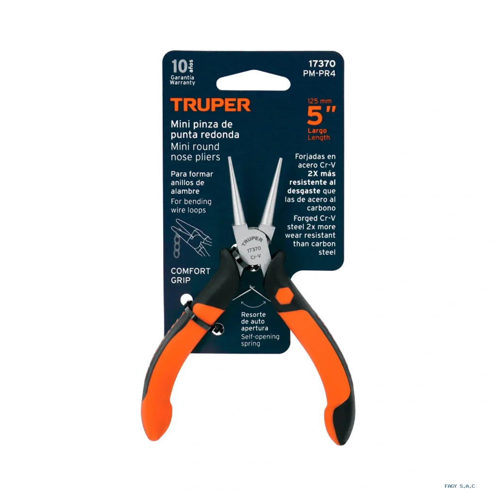 Mini alicate pinza de punta redonda 5" mango Comfort Grip, Trupe 17370