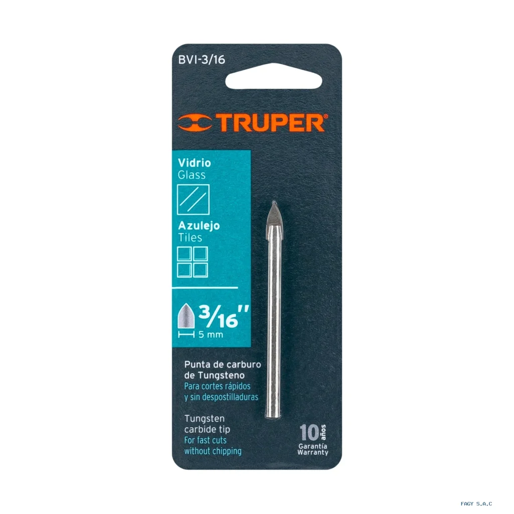 Broca para vidrio y azulejo de 3/16", Truper 11701