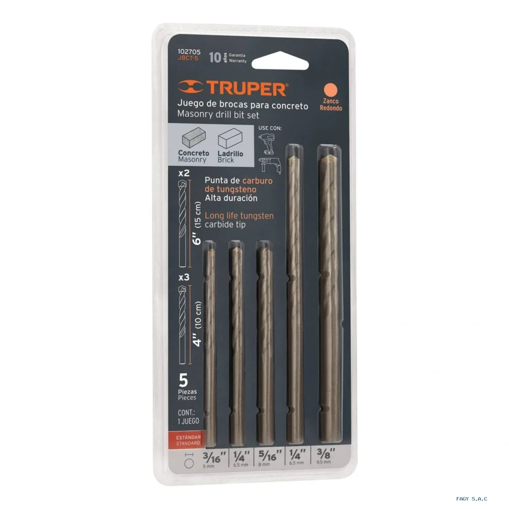 Juego de 5 brocas para concreto, TRUPER 102705