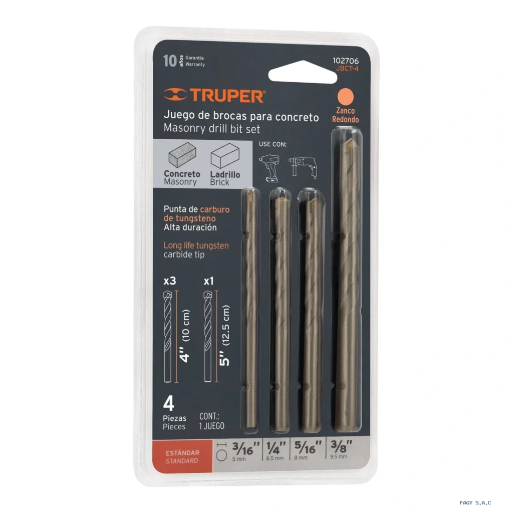 Juego de 4 brocas para concreto, TRUPER 102706