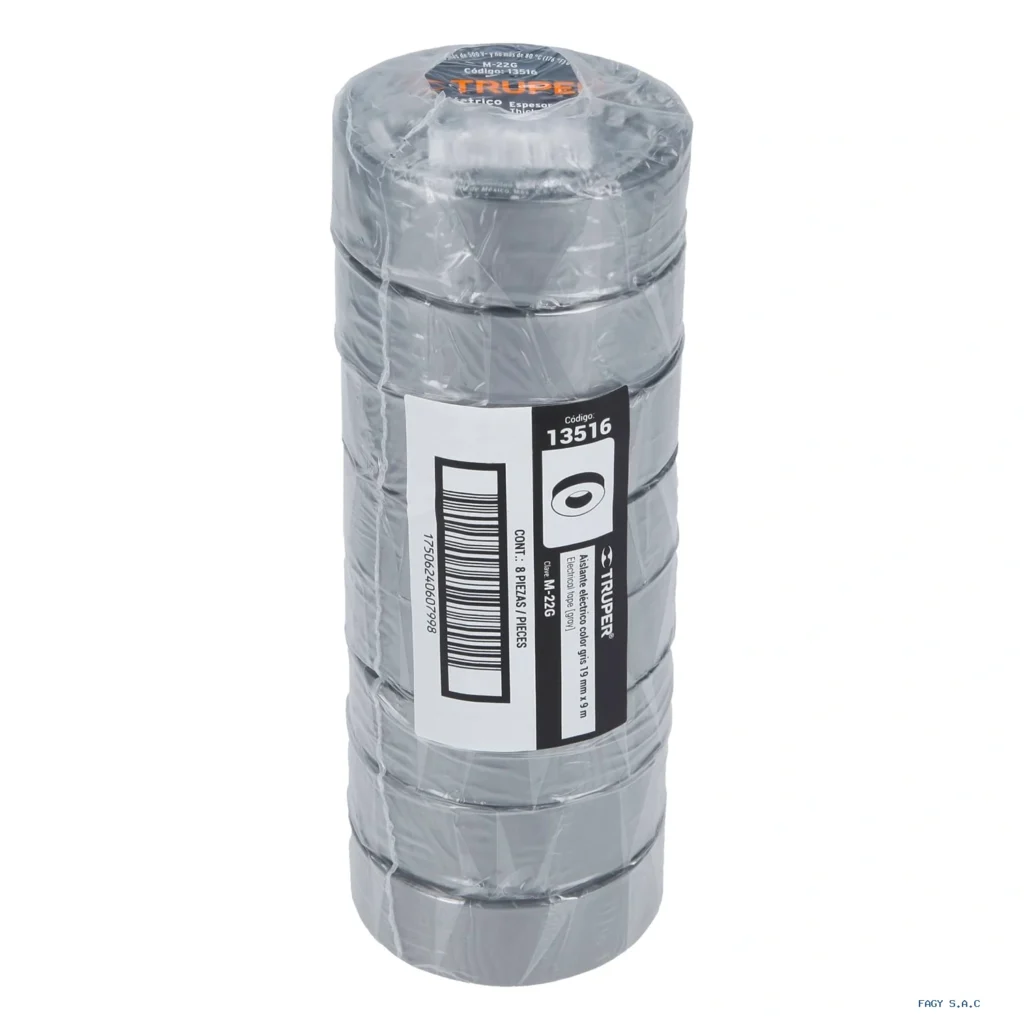 Cinta de aislar de 9 m x 19 mm, gris, Truper 13516