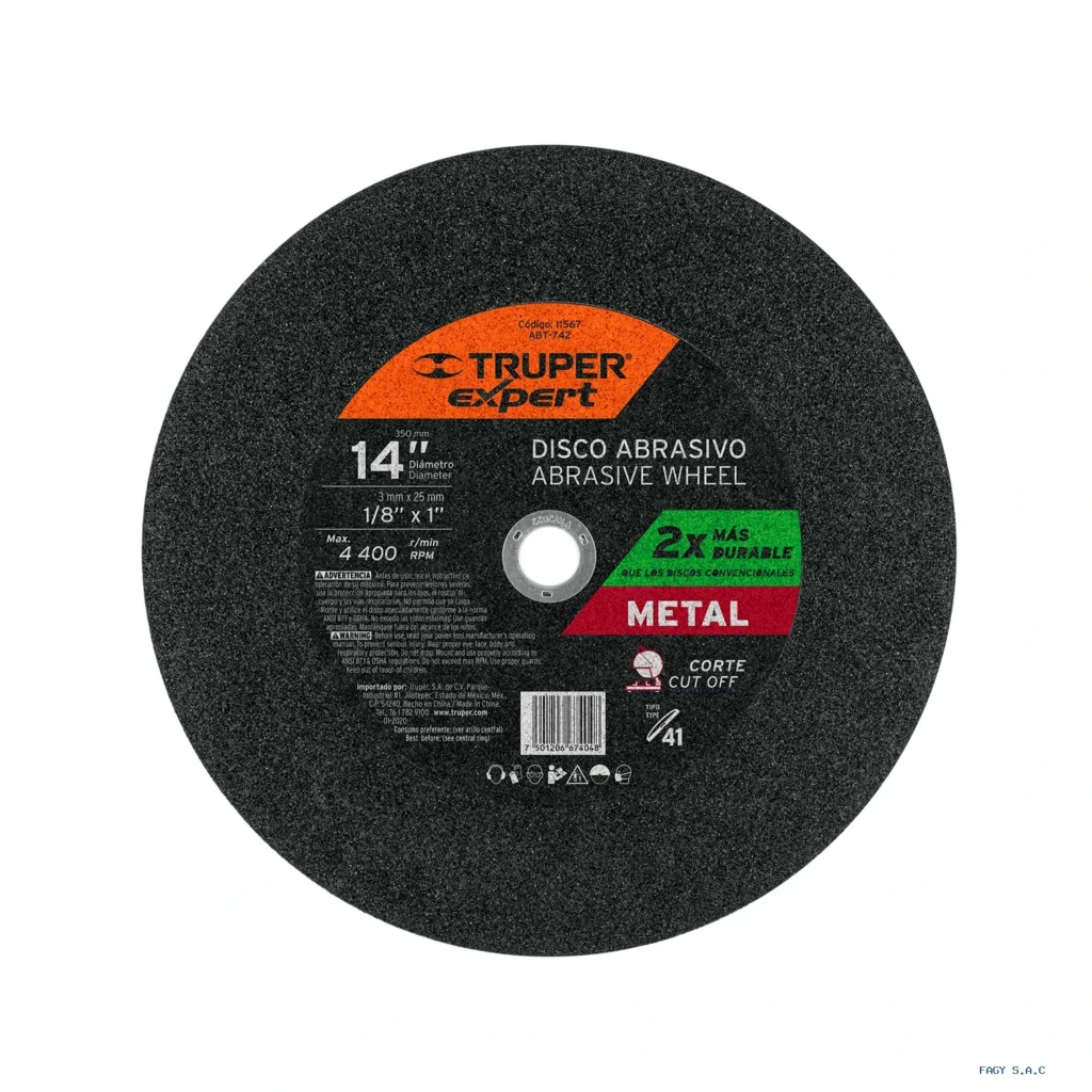 Disco Tipo 41 de 14" x 3.4 mm para  corte de metal, EXPERT 11567 ABT-742