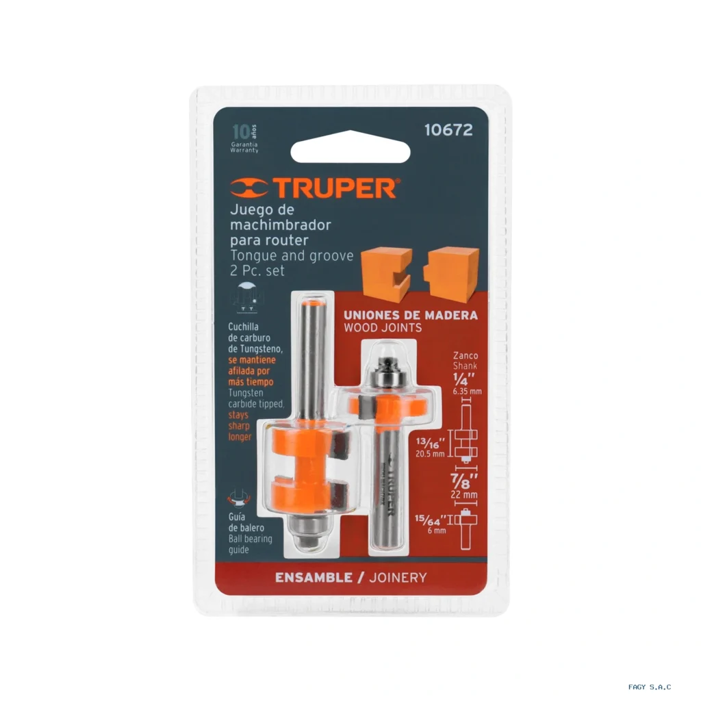 Juego de machimbrador, 7/8", con balero, Truper 10672
