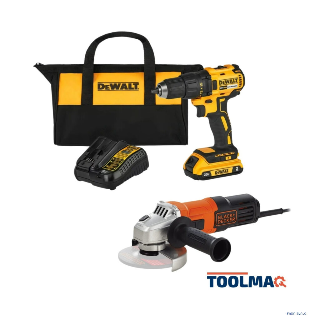 Taladro Atornillador 1/2" 20V Dewalt DCD7771D1-B2 + Amoladora Angular 4 1/2" Black + Decker G650-B2