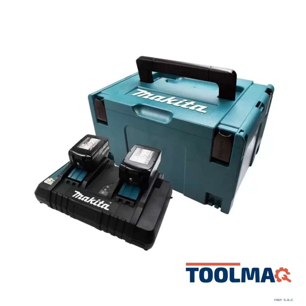 Set de 2 Baterías 18V LXT 5.0 Ah + Cargador Doble + MakPac Makita 197629-2