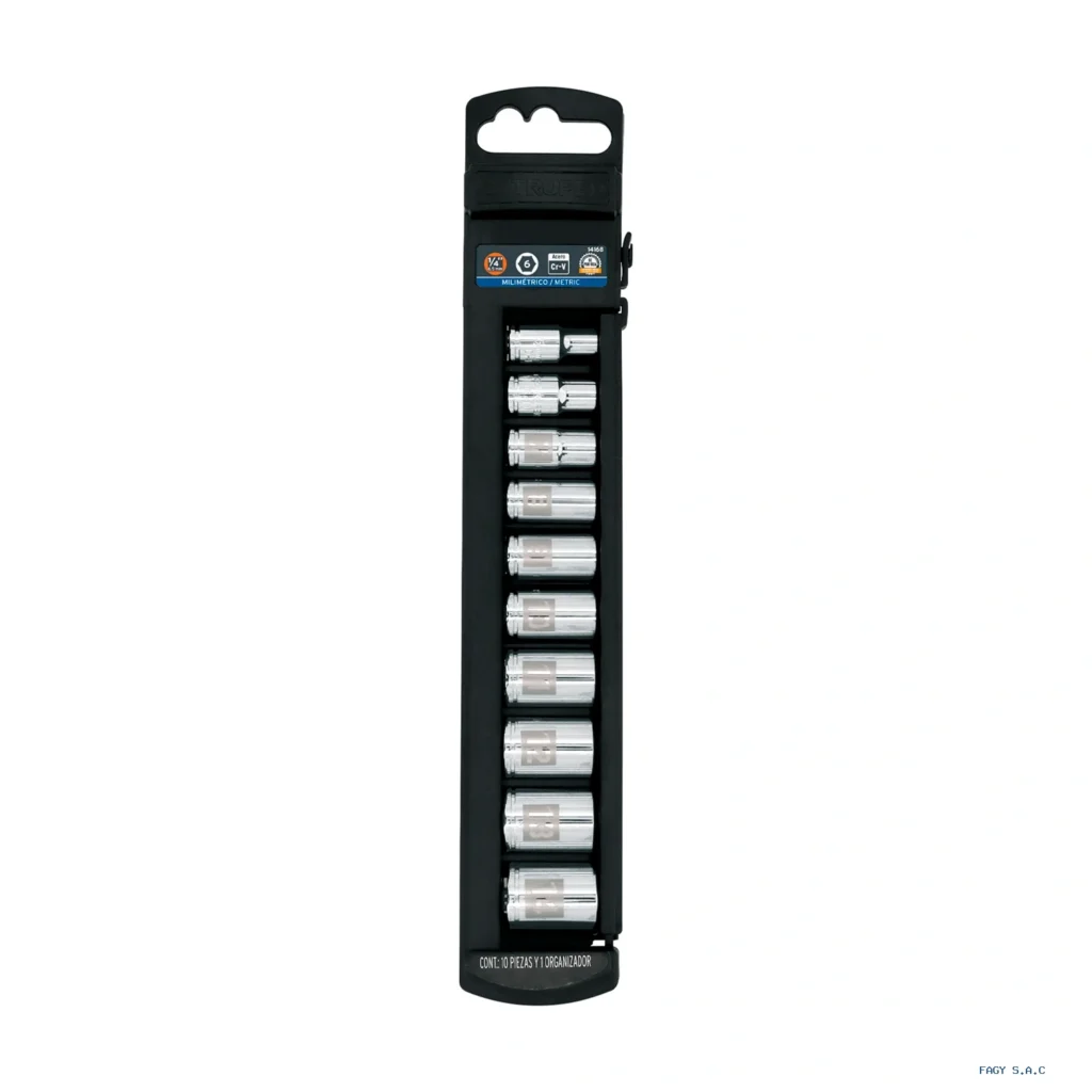 Juego de 10 dados cuadro 1/4" mm, Truper 14166