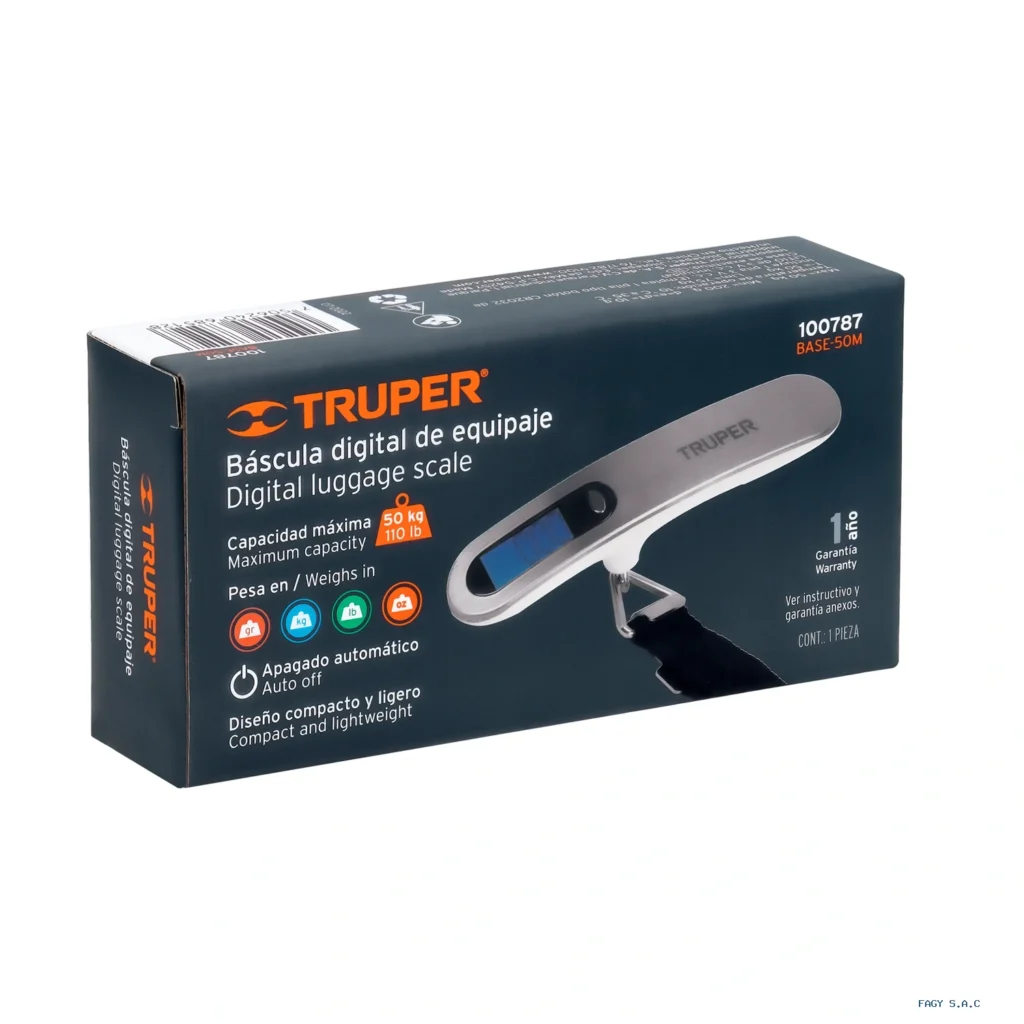 Báscula electrónica para equipaje, de pilas, 50 kg, Truper 100787